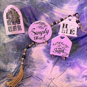 Decorative Wooden Sign Set with Beads